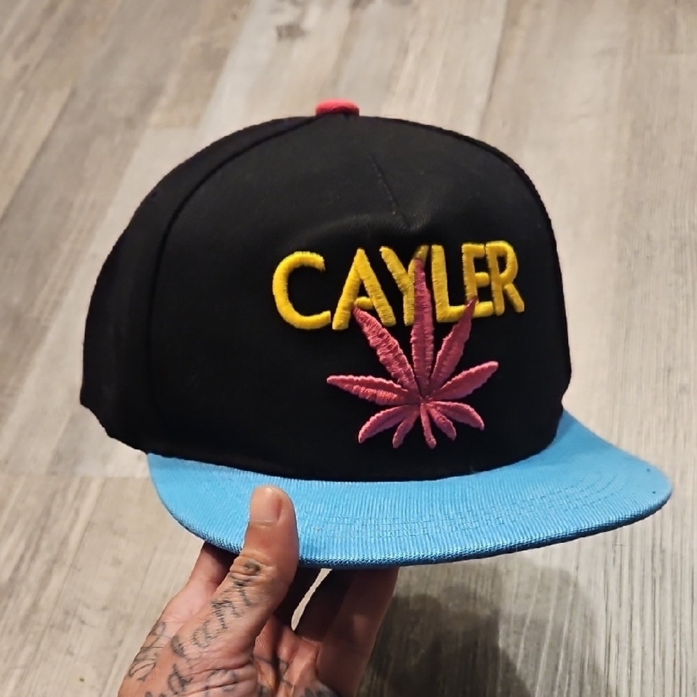 Cayler Black and Blue Cap with Pink Leaf